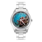 FodPand Analog Men Stainless Steel Band Watch Big Face Silver Wristwatch
