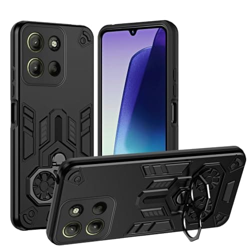 GaliJialiH for Motorola Moto G15/G15 Power Phone Case with Kickstand,Military-Grade Heavy Duty Protection Mobile Cover PC Matte Textured Cover Rugged Shockproof TPU Sturdy Case(Black)