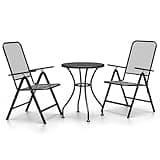 KGHFDVB 3 Piece Patio Dining Set with Expanded Metal Mesh Chairs, Anthracite Outdoor Dining Set with 7-Position Adjustable Backrest and Folding Design for Garden