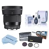 56mm f/1.4 DC DN Contemporary Lens for Sony E, Bundle with 55mm Essential Filter Kit, Cleaning Kit and Cleaning Cloth