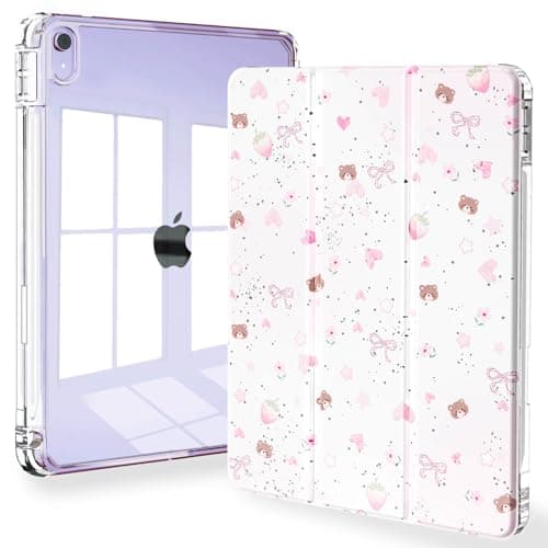 Feams Slim Case for iPad Air 11-inch M4/M3/M2 (2026/2025/2024), iPad Air 5th/4th Generation (2022/2020) 10.9 Inch Case Clear Back with Pencil Holder & Auto Sleep, Lovely Bear
