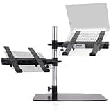 Pyle Portable Dual Laptop Stand – Standing Table Holder with Bracket Arms,Adjustable Height,Ergonomic Design, 360° Swivel for DJ Mixer,Sound Equipment,Workstation,Gaming & Home Use with Tilt Function