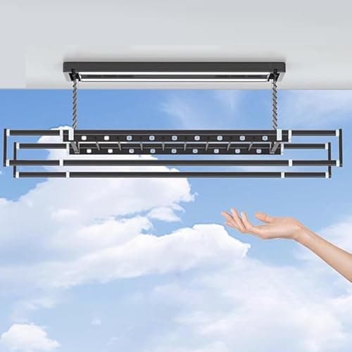 iumLeap Ceiling Clothes Dryer Aluminium and Steel Electric Clothes Dryer with Remote Control,Clothes Drying Rack Electrical Compact Indoor Drying Rack 35kg Load Retractab, One Size