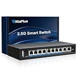 10 Ports 10Gb Unmanaged Ethernet Switch with 8*2.5G Base-T Ports, 2*10G RJ45 Ports. 80Gbps Switching Capacity, GiGaPlus 10Gbps Network Switch for 2.5G/10Gbps NAS/PC, WiFi6 Router, Wireless AP
