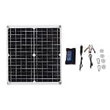 25W Monocrystalline Silicon Solar Panel with 10A Charge Controller, 12V/24V Battery Free Direct Drive Regulator for Lights and Power Tools