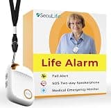 Seculife GPS Tracker for Elderly, Fall Detection Device - Life Alert, SOS Button, Two-Way Calling, Geofence Alerts, Medical Alert Necklace, IP67 Splash Resistant, Caregiver App, USA Coverage