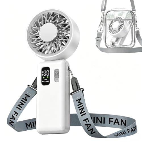 ALLENERGY 3-in-1 Portable Handheld Fan, 6000mAh High-Speed Turbo Handheld Fan Rechargeable, 100 Speeds Stepless Adjustment Mini Personal Desk Fan for Travel, Camping, Outdoor,White
