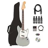 Fender Player II Mustang - Cactus Gray Bundle with Gig Bag, Strap, Instrument Cable, Picks, Guitar Cleaning Kit, and Austin Bazaar Instructional DVD