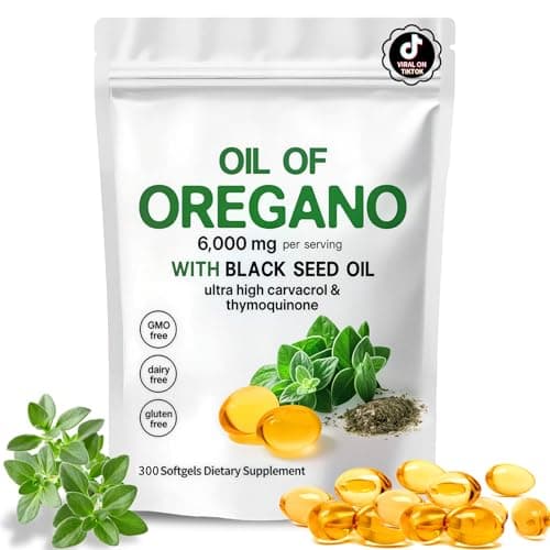 ZEYARUIBO Oil of Oregano with Black Seed Oil – 2-in-1 Oregano Oil Capsules Organic，300 Count | Plant-Based, Non-GMO | Supports Wellness & Digestive Balance