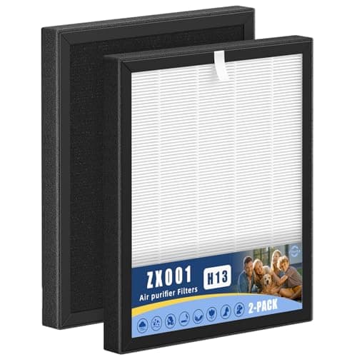 ZX001 Replacement Air Filters Compatible with ZX001 Air Purifier, 3-IN-1 H13 Activated Carbon for Dust,Pet Hair,Odors (2, H13)