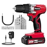 AVID POWER 20V Cordless Drill Set for Home DIY & Beginner Projects - Lightweight Power Drill with Battery Charger & 22 Bits, Variable Speed, 3/8" Keyless Chuck, Ideal for Furniture Assembly (Red)