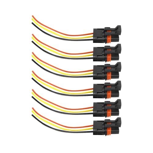 TNAIYH 6PCS Car Pulse Power Plug Pigtail Connector, 16AWG Vehicle Pulse Plug Wiring Bus Bar Harness Pigtail Connector Replacement, Compatible with Ranger XP 1000, RZR, Pro RS1 (Yellow)