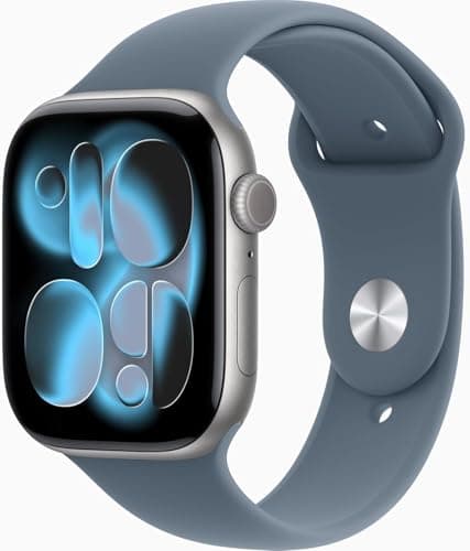 Apple Watch Series 11 [GPS, 46mm] Space Gray Aluminum Case with Anchor Blue Sport Band, M/L (Renewed Premium)