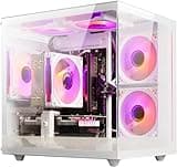 suevery Prebuilt Gaming PC 16G RAM AMD Ryzen5 3.7G Up to 4.2G 256G SSD Radeon Vega 11 Wi-Fi 6 White Desktop Computer White