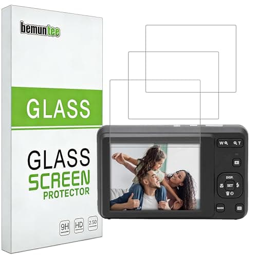bemuntee Screen Protector For Kodak Pixpro FZ55,FZ45,FZ43, [3 Pack] Tempered Glass with 9H Hardness, Anti-Scratch, Bubble-Free