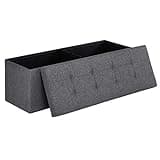 SONGMICS MAZIE Collection - 43 Inches Folding Storage Ottoman Bench, Ottoman Foot Rest, End of Bed Bench, Storage Chest, Load 660 lb, for Living Room, Bedroom, Entryway, Dark Gray ULSF77K