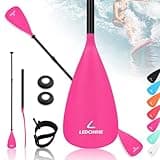 LEDONNE SUP Paddle 4-Piece Adjustable Stand Up Paddle Floating Lightweight Portable Kayak Paddle Paddleboard Oar with Aluminum Alloy Shaft, 2 Nylon Blades, Hook&Loop, Drip Ring, Pink