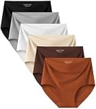 Kalapa Seamless Womens Underwear High Waisted No Show Briefs Silky Stretch Breathable Full Coverage Ladies Panties Multi Pack (US, Alpha, Medium, Regular, Regular, Multi-1(6Pack))