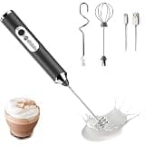 Supvox® Hand Blender For Coffee 3 in 1 Frother Coffee Maker with 3 Speed Milk Frother for Coffee Frother Electric USB Rechargeable Coffee Beater with 3 Stainless Whisks Head for Latte Hot Chocolate