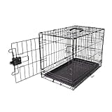 Amazon Basics Portable, Foldable Metal Wire Dog Crate with Removable Tray, Single Door, Divider Panel, Quick Setup, 30 x 19 x 21 in, Black