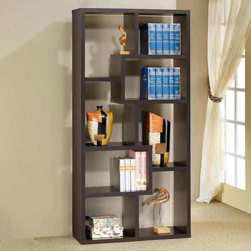 Auroglint 8-Shelf Cappuccino Geometric Bookcase