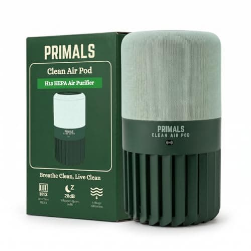 PRIMALS Clean Air Pod - H13 True HEPA + Activated Carbon Air Purifier for Home - Covers Up to 800 Ft² - For Bedrooms, Kitchens, Bathrooms, Offices - Ultra Quiet & Portable