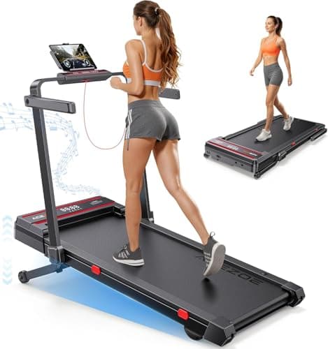 Acezoe Walking Pad Treadmill with 15% Auto Incline and Handle Bar, Treadmill for Home Foldable, 3.0HP Quiet Under Desk Treadmill with APP & Speaker & Larger Running Belt