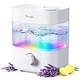 Humidifiers for Bedroom, 2L Tank for 15H, 20dB Quiet Mist Time, 7 Color Light, 360° Rotating Nozzles, Auto Shut-Off, Rotate to Adjust Mist, Top Fill Humidifier for Baby Nursery and Plant (White)