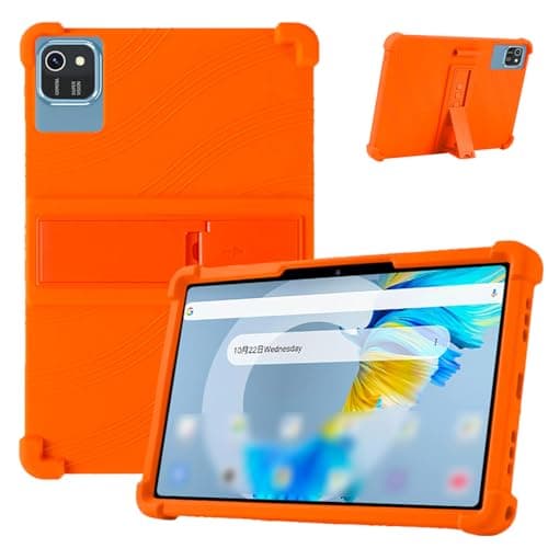 for HNVHNV K10 Tablet Case 10.1Inch, Shockproof Four Corner Airbag Protection,Soft Silicone Edge Cover with Built-in Stand,Heavy Duty Protective Sleeve for HNVHNV K10,Orange