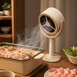 Portable Range Hood, Rechargeable Mini Desktop Exhaust Fan with 3000mAh Battery, Carbon Filter, 2 Speeds, 125° Adjustable Smoke Absorber for Hot Pot BBQ Grill Apartment Kitchen