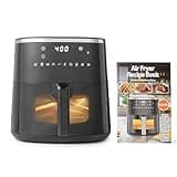 Amazon Basics 4.4-Quart Air Fryer with Easy View Window, 8 Preset Menus, 1400W, Black