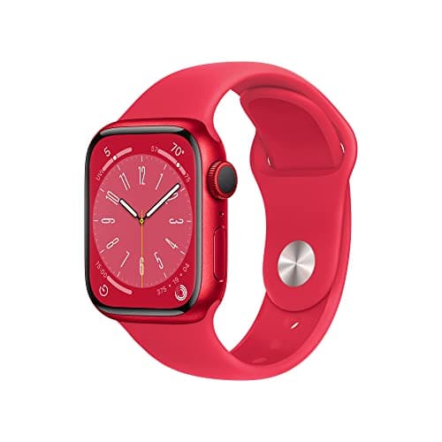Apple Watch Series 8 [GPS + Cellular, 41mm] - (PRODUCT)Red Aluminum Case with Red Sport Band, M/L (Renewed)