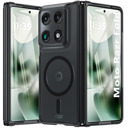OWKEY for Motorola Razr Fold Case Compatible with MagSafe,[Hinge Protection] Magnetic Moto Razr Fold 2026 Case Shockproof Military Translucent Matte Bumper Cover Phone Case for Moto Razr Fold 5G,Black