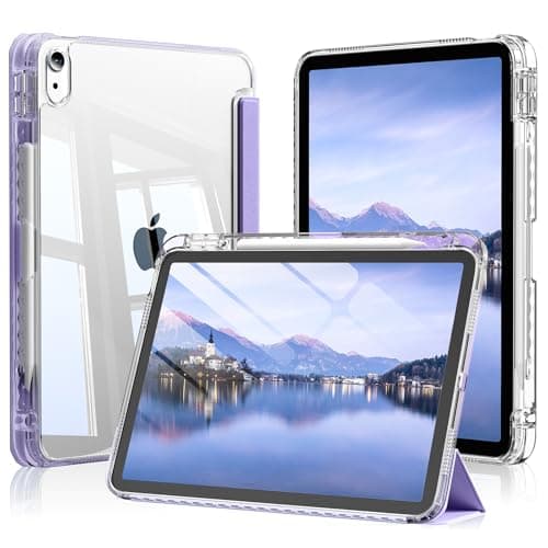 IAMKHO Clear Case for iPad (A16) 11th Generation 11 Inch 2025, iPad 10th Generation 10.9 Inch 2022, Transparent Back Slim Protective Cover with Pencil Holder, Auto Wake/Sleep, Light Purple