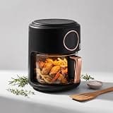 Air Fryer 4.44 Qt Digital Touchscreen 1200W with Glass Pot & Grill (Black)