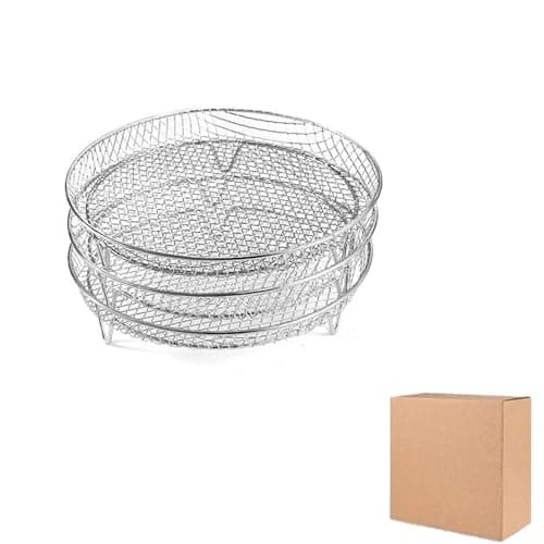Air Fryer Rack，Set Of 3，Stackable Multi-Layer Stainless Steel Dehydrator Rack，Air Fryer Accessories Oven Steamer Basket(Round 1pcs)