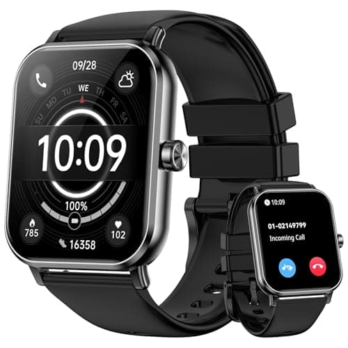 Smart Watch for Men, Bluetooth Calls & Notifications, 1.83" HD Fitness Tracker with Heart Rate and Sleep Monitor, 120+ Sport Modes, IP68 Waterproof, Compatible with Android & iOS,Black