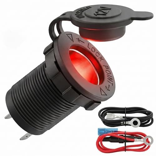 Weasch 12V Cigarette Lighter Socket, 12 Volt Female Power Outlet Socket Replacement with Red LED Light for Car, RV, Boat, Motorcycle, ATV