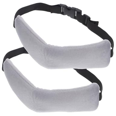 HEALEEP Ergonomic Head Strap and Neck-Supporting Pillow Set, Portable Gray Travel Pillow for Plane and Car Use, 2pcs Kit