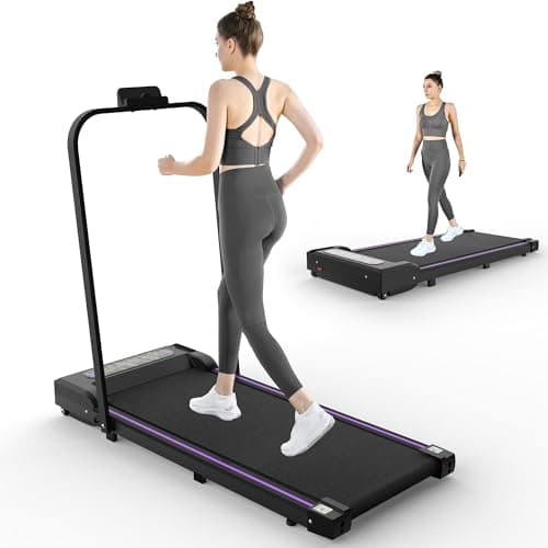 Portable Treadmill with Handle, Walking Pad Treadmill with Remote Control LED Display Under Desk Treadmill for Home Office Use