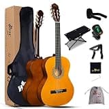 Winzz 4/4 Full Size Classical Guitar for Adults Teenager Students Beginners with Nylon-String (39 Inches, Yellow Glossy)