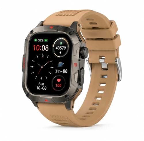 Rugged Smartwatch with Bluetooth Calls, Heart Rate Monitor, IP67 Waterproof, 7-Day Battery, 100+ Sport Modes, Android & iOS