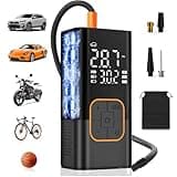 SFGSUP Tire Inflator Portable Air Compressor, Cordless Car Tyre Pump with Digital Dual Values Display, 150 PSI Bike Tires Air Pump with LED Lights&Pressure Gauge for Auto/Bicycle/Motocycle/Balls