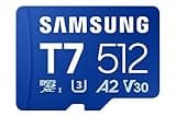 Samsung microSDXC T7 512GB, Up to 170 MB/s, UHS-I U3 4K A2 V30 microSD for Casual Gamers, Amateur Creators, & Everyday Users MB-MB512T with SD dapter