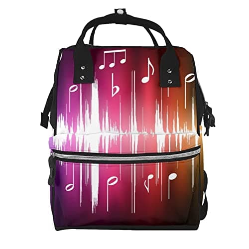 ASEELO Music Note Fashion Diaper Large Capacity Nappy Bag Nursing Bagfor Traveling Multi Functions Waterproof