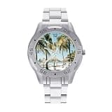 NTVOWPZO Three-Hand Analog Stainless Steel Watches for Men Easy Reader