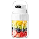 Portable Blender for Smoothies juicer, 33.8 oz Personal Blender with Ice-Crushing, 32-Blade Steel Head, Digital Display, Type-C Charging, Leak-Proof for Outdoor, Camping, Fitness (White)