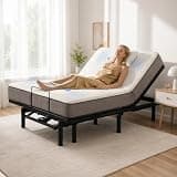 CASIRIS Adjustable Bed Frame with Massage, Head & Foot Incline, Wireless Remote, USB Ports, LED Night Light, 4 Height-Adjustable Legs, Easy Assembly (Black, 79" x 59" x 14.2")