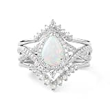 Jizuoku 1.5 Carat Opal Engagement Ring Set for Women 3pcs Unique Pear Cut Ring Bridal Set 925 Sterling Silver Rings with 18K White Gold Plated -9