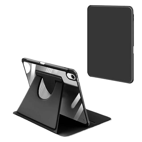 Compatible with Samsung Galaxy Tab S10 Ultra/S9 Ultra/S8 Ultra Case 14.6 Inch,360 Degree Rotation Protective Stand Cover Clear Back Shockproof Case Slim Hard Back Shell Cover(Black)